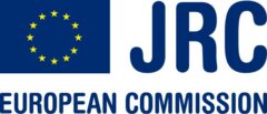 El logotipo del JRC de la Comisión Europea presenta un rectángulo azul con un círculo de estrellas amarillas y el texto 